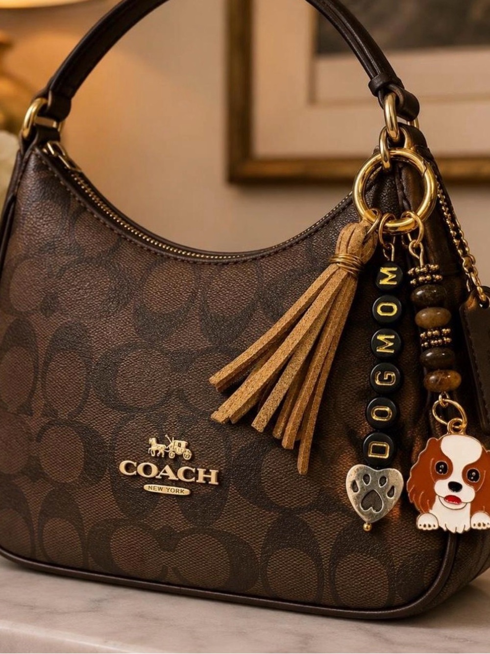 🐾 Hand Crafted Dog Mom Charm/Key Ring: PICK YOUR DOG 🐶 - Picture 8 of 8